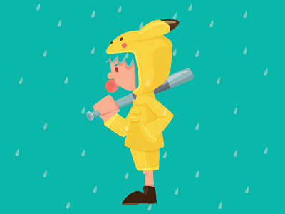 Hey Monday! character characterdesign design illustration monday mood pikachu pokemon rain vector