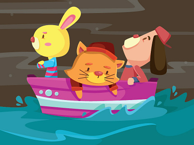 The Adventure adventure animal boat cat characterdesign childrenillustration dog kidlit rabbit sail vector