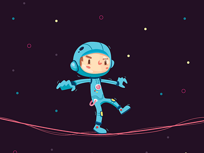 Hard Road astronaut character design illustration kidlit night outerspace vector