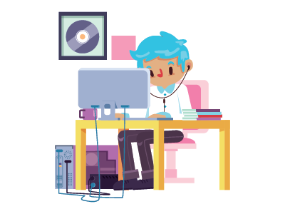 Worker character design flat illustration office vector work