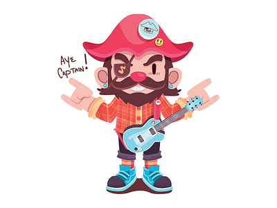 Aye Captain! character guitar illustration music pirate rock wild