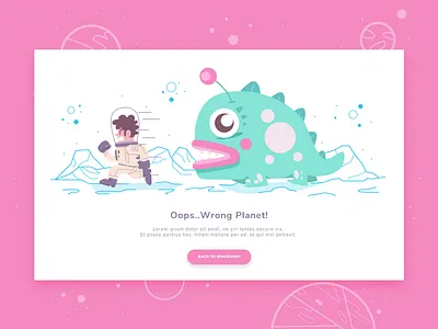 Wrong Planet 404 alien astronaut character error illustration landing monster page space website