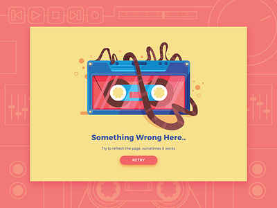 Mess broken cassette error icon illustration music vintage
