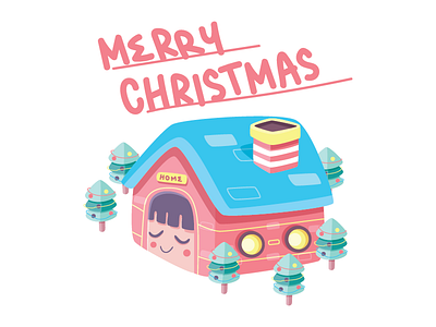 Merry Christmas 2d character christmas holiday home illustration isometric