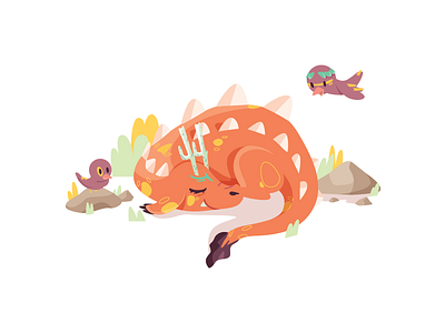Take a nap animal bird character dragon illustration kidlitart monster vector