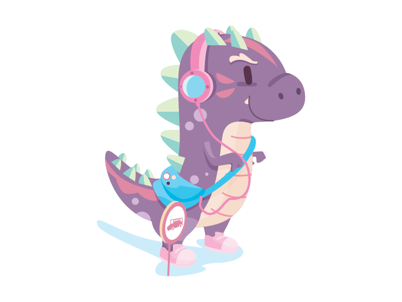 Go to School animal school cute dinosaur 2d character illustration
