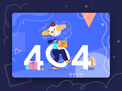 Surprise Box 404 404 box character clown color design empty state error flat fun header human illustration kit landing page lineart lost pattern people web