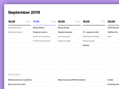 Taskweek agenda calendar interface plan tasks week