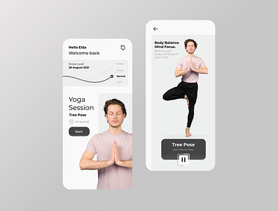Yoga App Concept figma fitness gym healthy meditation meditation app mobile personal trainer physiotherapy relaxing sport stress stress app ui ui design ux workout yoga yoga app