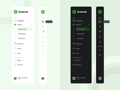 Sidebar Navigation - Greenie