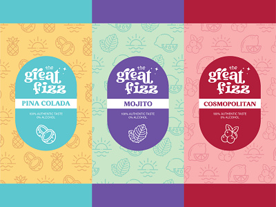 The Great Fizz - Mocktails Branding, Packaging brand identity branding cocktails design graphic design illustration logo packaging