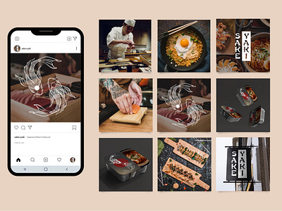 Sake + Yaki - a Japanese restaurant branding, Social media posts