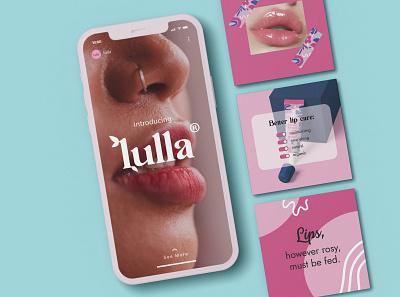 Lulla - a lip balm brand - branding, brand identity, logo design brand identity branding design graphic design instagram lip balm lip care logo skin care social media design