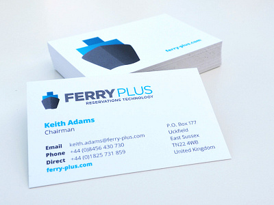 Ferry Plus Business Cards blue branding business cards ferry icon logo stationery