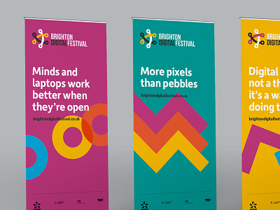 Pull-up stands for the Brighton Digital Festival 2016 bdf16 brand brighton digital festival colour digital geometric illustration