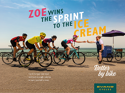 Ice Cream Race advertising art direction bike cycling icecream photogrsphy press ad summer