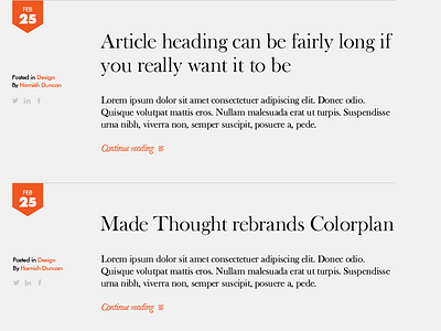 Web typography - blog listing blog hexagon journal orange typography web website