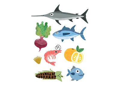 Peru life character fish food food illustration illustration illustrator nature vegetable