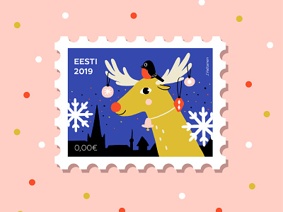 Рostage stamp character characters christmas deer illustration postage stamp stamp