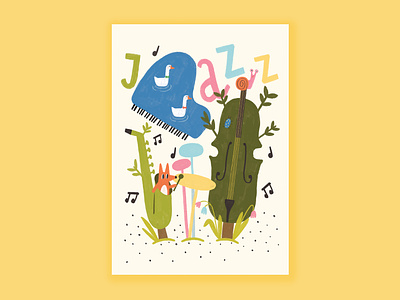 Jazz poster illustrator jazz music nature poster