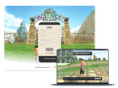 Science Island 3d art angularjs capstone project character animation character creation css gamedesign html 5 research ui ux design web design