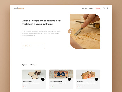 Handmade Products Website - Homepage craft gold homepage landing minimal ui web white wood