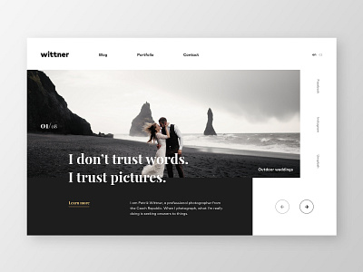 Freelance photographer portfolio black design homepage landing photographer ui wedding white