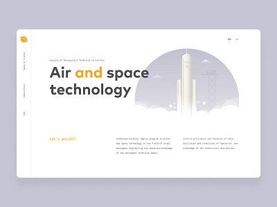 Promotional web of the study programme 2d 2d art design homepage illustration orange rocket space ui