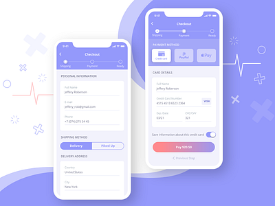 Credit Card Checkout Screen checkout credit card credit card checkout dailyui health medical mobile app scrren