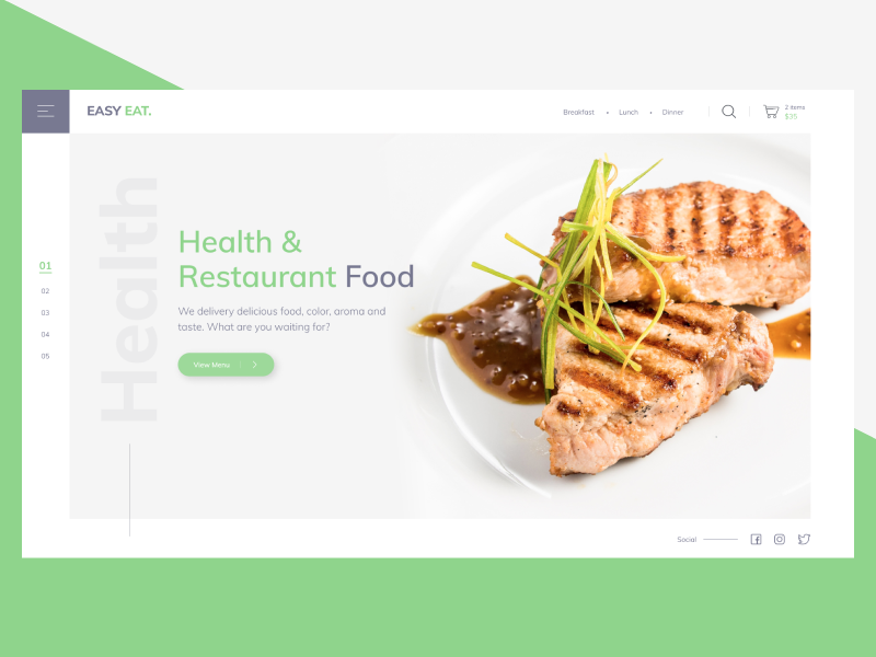 Landing Page Delivery Restaurant Food health restaurant food full page minimalist design dailyui landing page