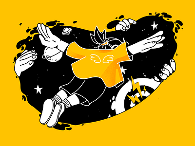 Embrace Unknowns adventure design discovery fly hands illustration jumping magic space stars universe unknown wings