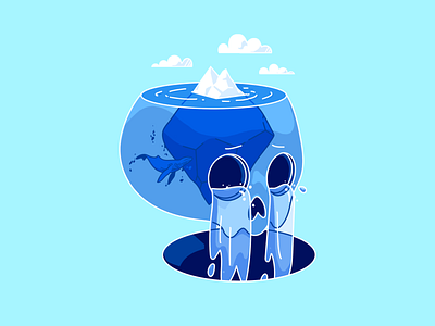 Crying for unknowns communication crying design iceberg illustration ocean skull unknown whale