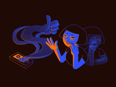 Genie in the phone communication creepy dark design design process genie illustration lighting mobile phone prototyping research testing ui ux