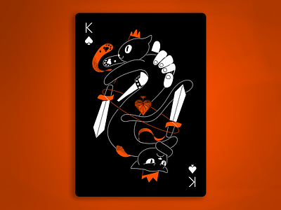 King Spades black cats cute dark design game grumpy grumpy cat hands illustration king poker poker cards spades