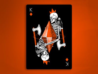 quuen king skeleton card