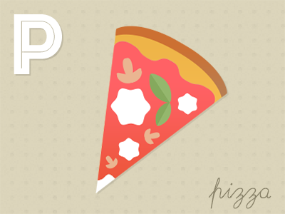 Food alphabet - P alphabet food illustration letters pizza slice