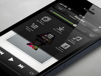 Music app album app black clean controls icons interface iphone mobile music progress ui