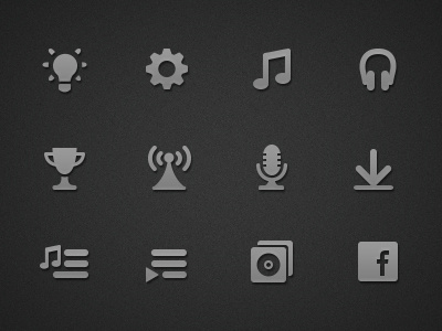 Music app - Icons app black clean grey icons interface ios iphone mobile music ui