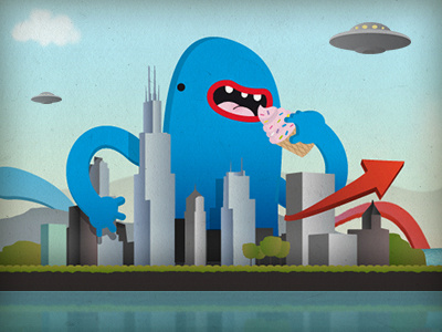 Monster City character city ice cream illustration monster ufo waterfront