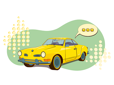 Pin-Up Car art branding car cartoon cool design dribbble flat illustration illustrator oldschool pin up pinup poster retro vintage vintage car yellow