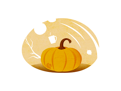 Beautiful Autumn Pumpkin For The Holidays art autumn beautiful design branch cute design drawing dribbble fall fantasy illustration leaf orange pumpkin tea vector