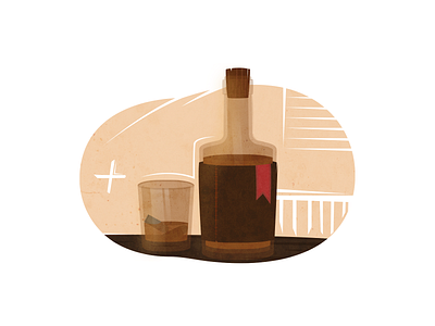 Bottle Of Old Aged Whiskey 2d art bar bottle bourbon bullet bullets cowboy design drawing dribbble illustration noise old fashioned retro saloon texture vector whiskey wild west