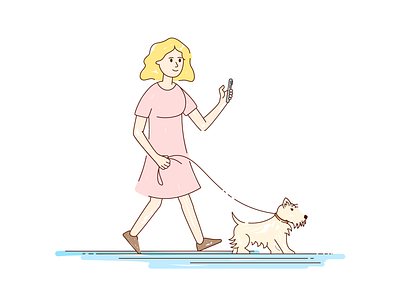 Girl and dog art branding cute design dog dribbble girl illustration line mobile app pet petshop vector veterinary walk