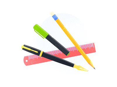 Stationery items 2d art branding creation design drawing dribbble flat graphic design illustration items marker office pan pancil retro ruler texture vector vintage