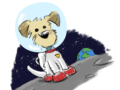 Pup In Space character design digital illustration dog illustration photoshop puppy sketch