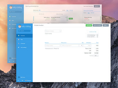 Interface Design for Accounting Software billys billing clean interface simple ui