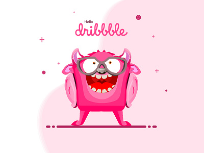 Hello dribbble! cartoon cartoon art cartoon character cartoon design character cute cute cartoon cute monster design dribbble fun graphic design graphic design hello hello dribbble hi monster monster design pink pink monster