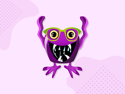 Monster Blaine art character colour cute cute monster dance design designing eyes fun interest monsters purple smile specs teeth vector