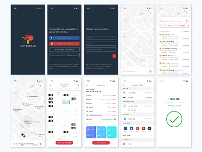 Easy Parking application car car app car parking cards design easy location mobile parking payment search services theme ui uidesign uiux vehicle xd