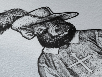 musketeer pig dot illustration musketeer pig rotring